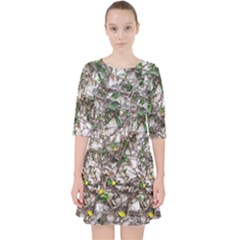 Climbing Plant At Outdoor Wall Quarter Sleeve Pocket Dress