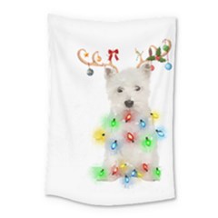 West Highland White Terrier Dog Snow T- Shirt West Highland White Terrier Dog Snow Reindeer Santa Ha Small Tapestry by ZUXUMI