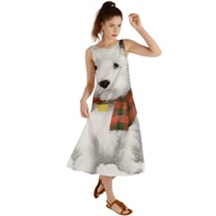 West Highland White Terrier T- Shirt Cute West Highland White Terrier Drawing T- Shirt Summer Maxi Dress by ZUXUMI