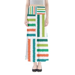 Striped Colorful Pattern Graphic Full Length Maxi Skirt by Pakjumat