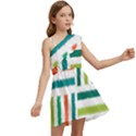 Striped Colorful Pattern Graphic Kids  One Shoulder Party Dress View2