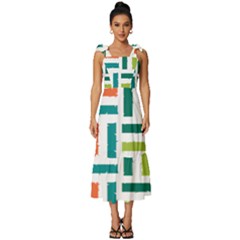 Striped Colorful Pattern Graphic Tie-strap Tiered Midi Chiffon Dress by Pakjumat