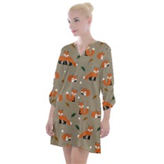 Fox Pattern Texture Open Neck Shift Dress by Pakjumat