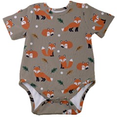 Fox Pattern Texture Baby Short Sleeve Bodysuit