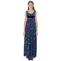 Scribble Pattern Texture Empire Waist Maxi Dress