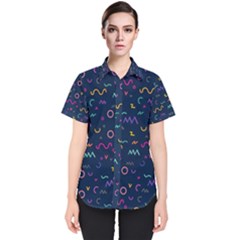 Scribble Pattern Texture Women s Short Sleeve Shirt