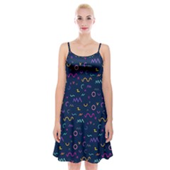 Scribble Pattern Texture Spaghetti Strap Velvet Dress