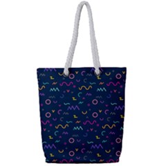 Scribble Pattern Texture Full Print Rope Handle Tote (small)