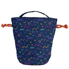 Scribble Pattern Texture Drawstring Bucket Bag