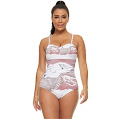 Bull Terrier T- Shirt A Painting Of A Black And White Bull Terrier On Pink Background T- Shirt Retro Full Coverage Swimsuit