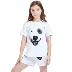 Bull Terrier T- Shirt White Look Calm Bull Terrier 23 T- Shirt Kids  T-shirt And Sports Shorts Set by EnriqueJohnson