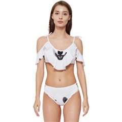 Bull Terrier T- Shirt White Look Calm Bull Terrier 23 T- Shirt Ruffle Edge Tie Up Bikini Set	