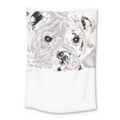 Bulldog T- Shirt Painting Of A Brown And White Bulldog Lying Down With His Tongue Out T- Shirt Small Tapestry by EnriqueJohnson