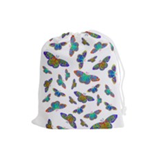 Butterflies T- Shirt Colorful Butterflies In Rainbow Colors T- Shirt Drawstring Pouch (large)