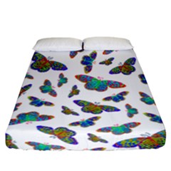 Butterflies T- Shirt Colorful Butterflies In Rainbow Colors T- Shirt Fitted Sheet (California King Size)