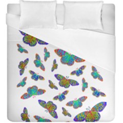 Butterflies T- Shirt Colorful Butterflies In Rainbow Colors T- Shirt Duvet Cover Double Side (King Size)