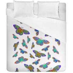 Butterflies T- Shirt Colorful Butterflies In Rainbow Colors T- Shirt Duvet Cover Double Side (California King Size)