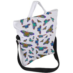 Butterflies T- Shirt Colorful Butterflies In Rainbow Colors T- Shirt Fold Over Handle Tote Bag