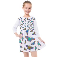 Butterflies T- Shirt Colorful Butterflies In Rainbow Colors T- Shirt Kids  Quarter Sleeve Shirt Dress