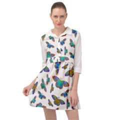 Butterflies T- Shirt Colorful Butterflies In Rainbow Colors T- Shirt Mini Skater Shirt Dress