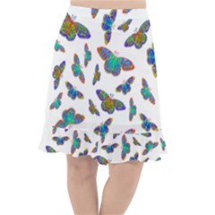 Butterflies T- Shirt Colorful Butterflies In Rainbow Colors T- Shirt Fishtail Chiffon Skirt
