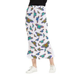 Butterflies T- Shirt Colorful Butterflies In Rainbow Colors T- Shirt Maxi Fishtail Chiffon Skirt