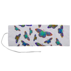 Butterflies T- Shirt Colorful Butterflies In Rainbow Colors T- Shirt Roll Up Canvas Pencil Holder (M)