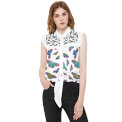 Butterflies T- Shirt Colorful Butterflies In Rainbow Colors T- Shirt Frill Detail Shirt