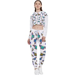Butterflies T- Shirt Colorful Butterflies In Rainbow Colors T- Shirt Cropped Zip Up Lounge Set