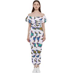 Butterflies T- Shirt Colorful Butterflies In Rainbow Colors T- Shirt Bardot Ruffle jumpsuit