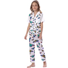 Butterflies T- Shirt Colorful Butterflies In Rainbow Colors T- Shirt Kids  Satin Short Sleeve Pajamas Set