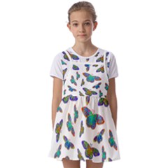 Butterflies T- Shirt Colorful Butterflies In Rainbow Colors T- Shirt Kids  Short Sleeve Pinafore Style Dress