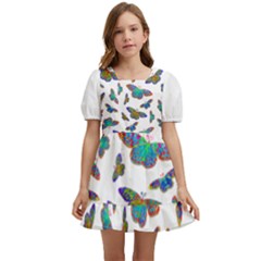 Butterflies T- Shirt Colorful Butterflies In Rainbow Colors T- Shirt Kids  Short Sleeve Dolly Dress