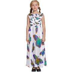 Butterflies T- Shirt Colorful Butterflies In Rainbow Colors T- Shirt Kids  Satin Sleeveless Maxi Dress