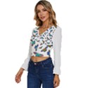 Butterflies T- Shirt Colorful Butterflies In Rainbow Colors T- Shirt Long Sleeve V-Neck Top View2