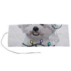 White Bichon Frise Dog T- Shirt White Bichon Frise Dog Santa Christmas Tree Lights Xmas T- Shirt Roll Up Canvas Pencil Holder (s) by ZUXUMI