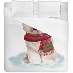 White Bichon Frise Santa Xmas T- Shirt Red Winter Hat Scarf Christmas Cap White Bichon Frise  Santa Duvet Cover (king Size)