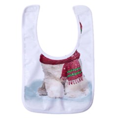 White Bichon Frise Santa Xmas T- Shirt Red Winter Hat Scarf Christmas Cap White Bichon Frise  Santa Baby Bib by ZUXUMI