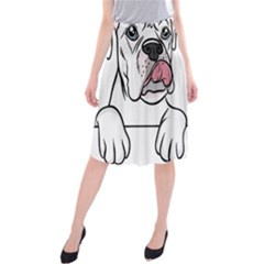 White Boxer Dog T- Shirt White Blue Eyed Boxer T- Shirt Midi Beach Skirt by ZUXUMI