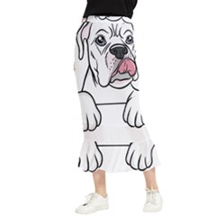 White Boxer Dog T- Shirt White Blue Eyed Boxer T- Shirt Maxi Fishtail Chiffon Skirt