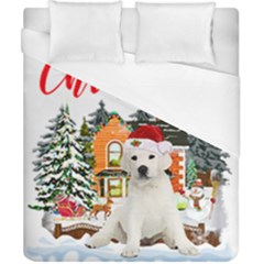 White Labrador Santa Merry T- Shirt Red Winter Christmas Hat House White Labrador  Santa Merry T- Sh Duvet Cover (California King Size)