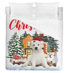 White Labrador Santa Merry T- Shirt Red Winter Christmas Hat House White Labrador  Santa Merry T- Sh Duvet Cover Double Side (Queen Size)