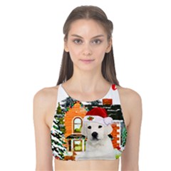 White Labrador Santa Merry T- Shirt Red Winter Christmas Hat House White Labrador  Santa Merry T- Sh Tank Bikini Top