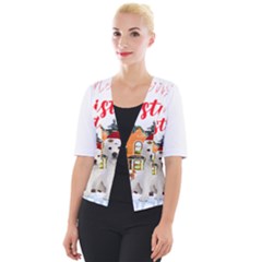 White Labrador Santa Merry T- Shirt Red Winter Christmas Hat House White Labrador  Santa Merry T- Sh Cropped Button Cardigan