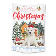 White Labrador Santa Merry T- Shirt Red Winter Christmas Hat House White Labrador  Santa Merry T- Sh Small Tapestry