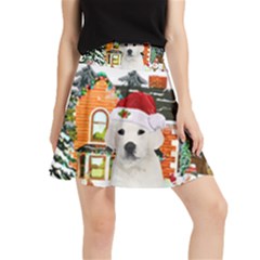 White Labrador Santa Merry T- Shirt Red Winter Christmas Hat House White Labrador  Santa Merry T- Sh Waistband Skirt