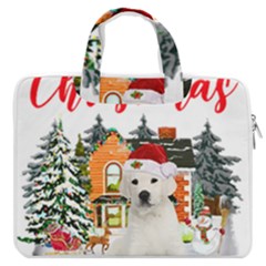 White Labrador Santa Merry T- Shirt Red Winter Christmas Hat House White Labrador  Santa Merry T- Sh MacBook Pro 16  Double Pocket Laptop Bag 