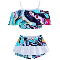 White Shepherd Turquoise Artsy T- Shirt White Shepherd (turquoise Artsy) T- Shirt Kids  Off Shoulder Skirt Bikini by ZUXUMI