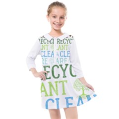 Earth Day T- Shirt Save Bees Rescue Animals Recycle Plastic Earth Day T- Shirt Kids  Quarter Sleeve Shirt Dress by ZUXUMI