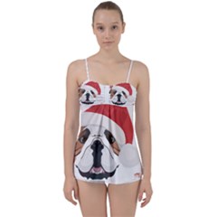 English Bulldog T- Shirt English Bulldog Merry Christmas T- Shirt (2) Babydoll Tankini Top by ZUXUMI